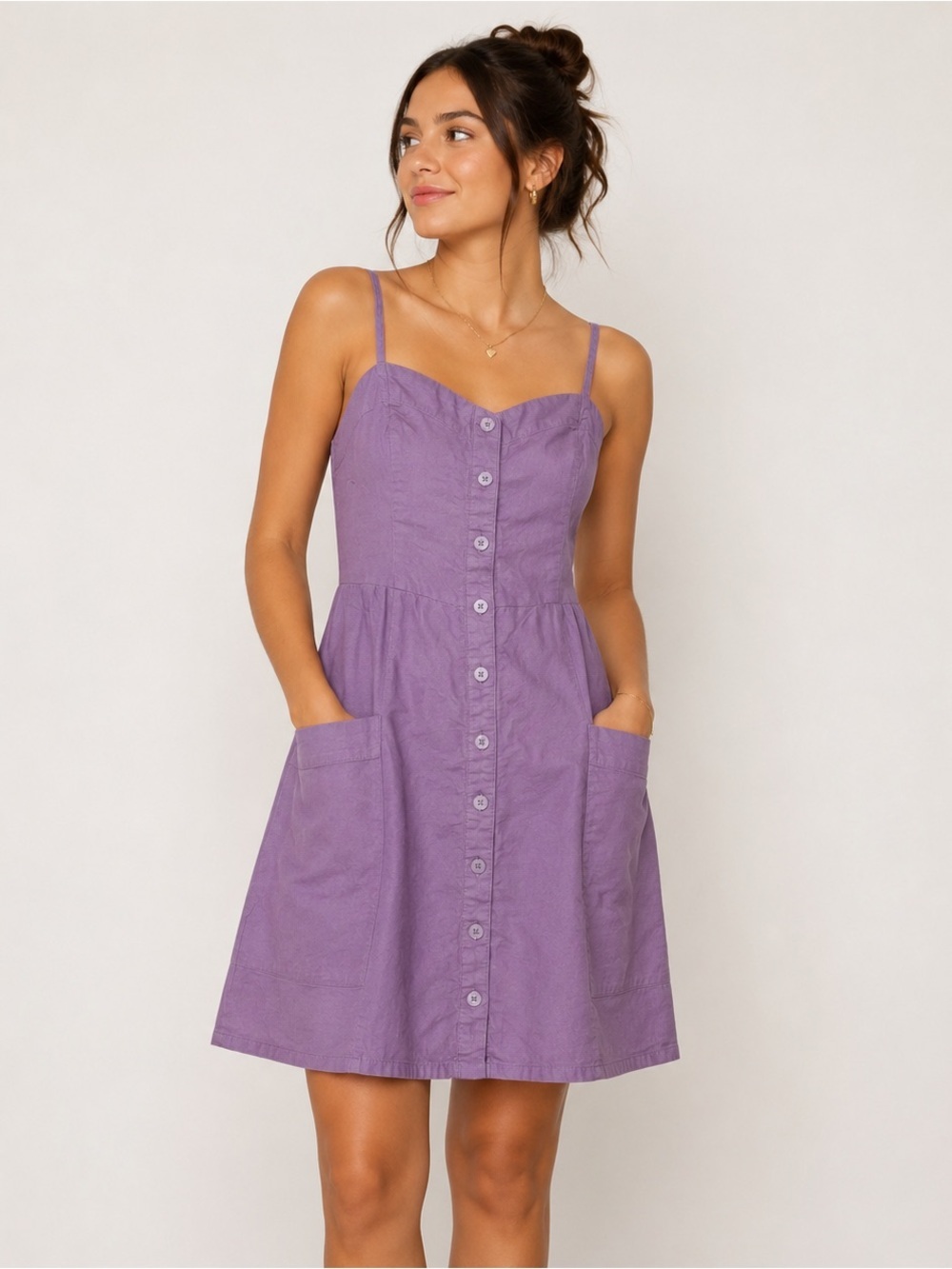 Abercrombie & Fitch Lavender Button-Front Mini Dress